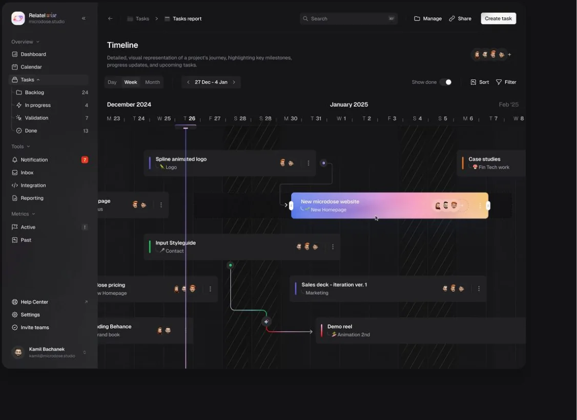 TaskGrid timeline view built with Vue 3 and Nuxt